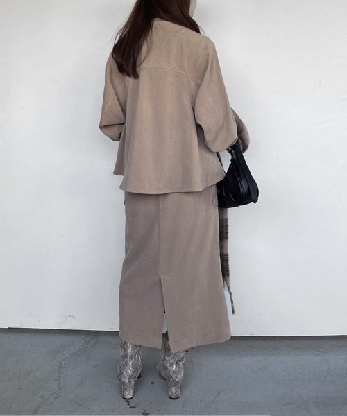 ketty cherie（ケティシェリー）の「コーデュロイナロースカート≪手洗い可能≫（スカート・レディース・チャコールグレー/ベージュ・M）」の6枚目の写真