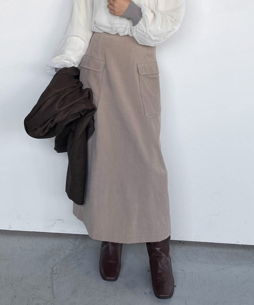 ketty cherie（ケティシェリー）の「コーデュロイナロースカート≪手洗い可能≫（スカート・レディース・チャコールグレー/ベージュ・M）」の7枚目の写真