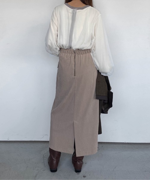 ketty cherie（ケティシェリー）の「コーデュロイナロースカート≪手洗い可能≫（スカート・レディース・チャコールグレー/ベージュ・M）」の8枚目の写真