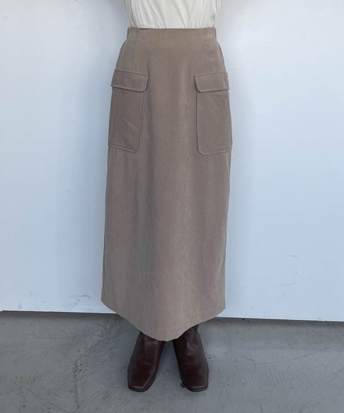 ketty cherie（ケティシェリー）の「コーデュロイナロースカート≪手洗い可能≫（スカート・レディース・チャコールグレー/ベージュ・M）」の9枚目の写真