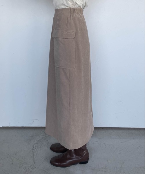 ketty cherie（ケティシェリー）の「コーデュロイナロースカート≪手洗い可能≫（スカート・レディース・チャコールグレー/ベージュ・M）」の10枚目の写真