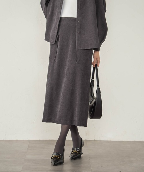 ketty cherie（ケティシェリー）の「コーデュロイナロースカート≪手洗い可能≫（スカート・レディース・チャコールグレー/ベージュ・M）」の17枚目の写真