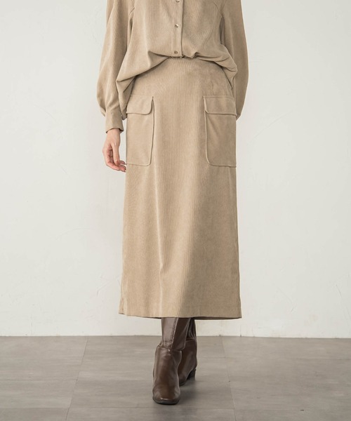 ketty cherie（ケティシェリー）の「コーデュロイナロースカート≪手洗い可能≫（スカート・レディース・チャコールグレー/ベージュ・M）」の20枚目の写真