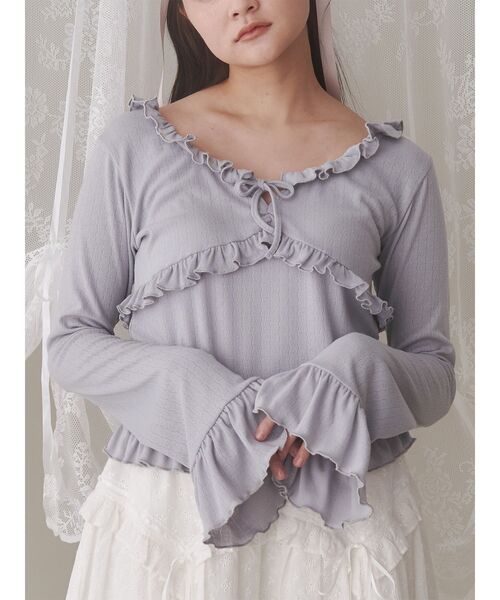 pointail frilly gather tops（Tシャツ/カットソー）｜merry jenny（メリージェニー）
