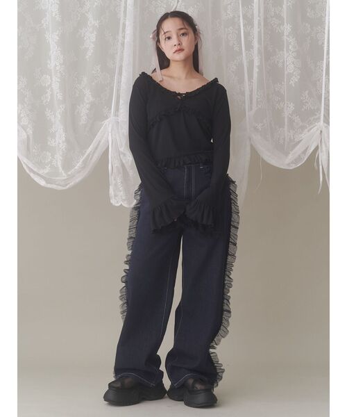 merry jenny（メリージェニー）の「pointail frilly gather tops（Tシャツ/カットソー・レディース・ブラック/ブルー/アイボリー・FREE）」の18枚目の写真