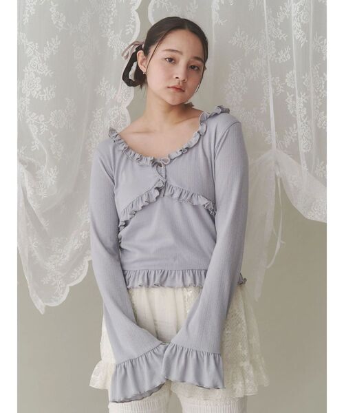 merry jenny（メリージェニー）の「pointail frilly gather tops（Tシャツ/カットソー・レディース・ブラック/ブルー/アイボリー・FREE）」の21枚目の写真