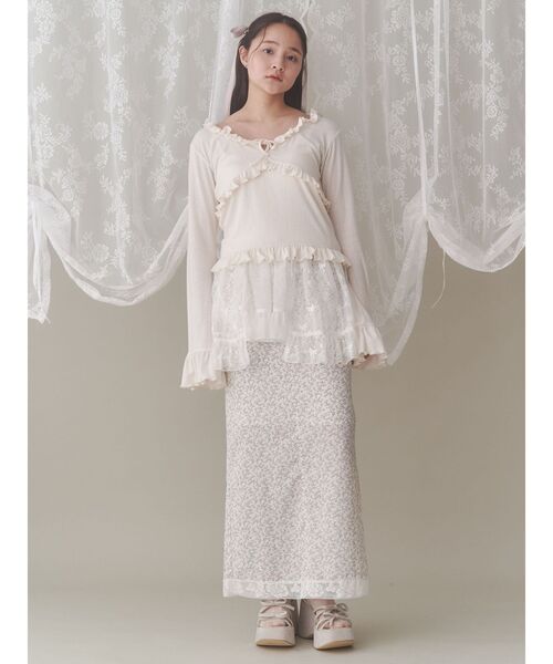 pointail frilly gather tops（Tシャツ/カットソー）｜merry