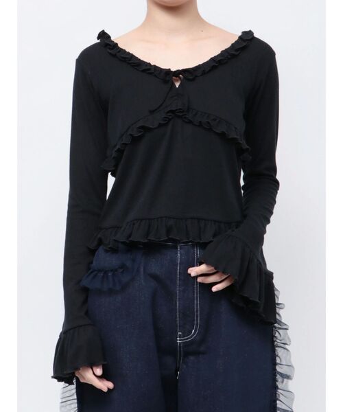 セール】pointail frilly gather tops（Tシャツ/カットソー