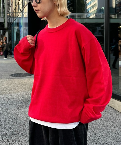 CIAOPANIC TYPY（チャオパニックティピー）の「【ユニセックス】シルクタッチウォッシャブルビックシルエットニット（ニット/セーター・メンズ・ブラック/ホワイト/ライトグレー/レッド/ネイビー・SMALL/MEDIUM/LARGE）」の15枚目の写真