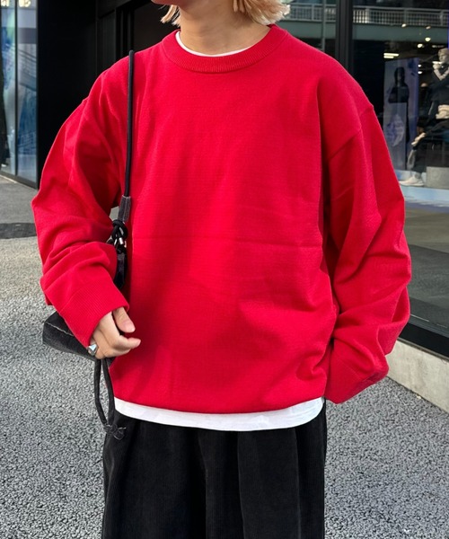 CIAOPANIC TYPY（チャオパニックティピー）の「【ユニセックス】シルクタッチウォッシャブルビックシルエットニット（ニット/セーター・メンズ・ブラック/ホワイト/ライトグレー/レッド/ネイビー・SMALL/MEDIUM/LARGE）」の16枚目の写真