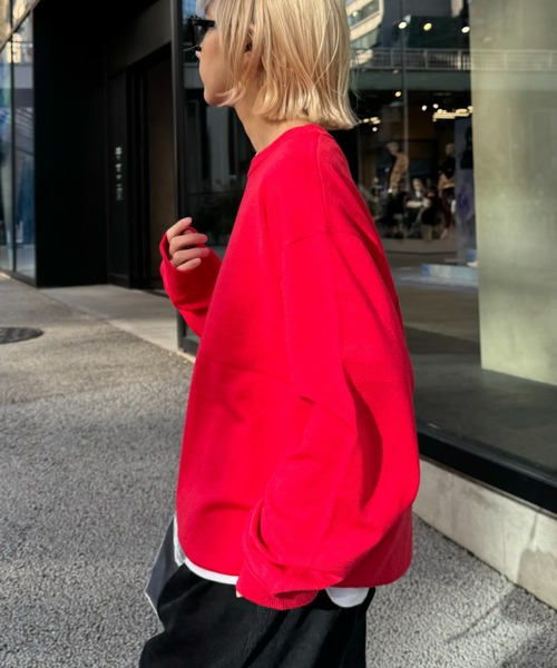 CIAOPANIC TYPY（チャオパニックティピー）の「【ユニセックス】シルクタッチウォッシャブルビックシルエットニット（ニット/セーター・メンズ・ブラック/ホワイト/ライトグレー/レッド/ネイビー・SMALL/MEDIUM/LARGE）」の17枚目の写真