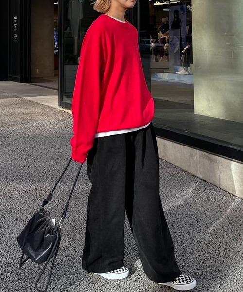 CIAOPANIC TYPY（チャオパニックティピー）の「【ユニセックス】シルクタッチウォッシャブルビックシルエットニット（ニット/セーター・メンズ・ブラック/ホワイト/ライトグレー/レッド/ネイビー・SMALL/MEDIUM/LARGE）」の11枚目の写真