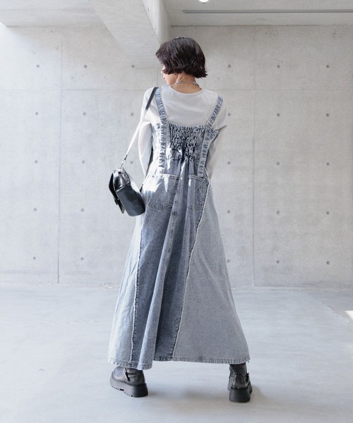 新品　pageboy ページボーイ　キリカエデニムワンピース　ブルー セール】キリカエデニムワンピース（ワンピース）｜PAGEBOY