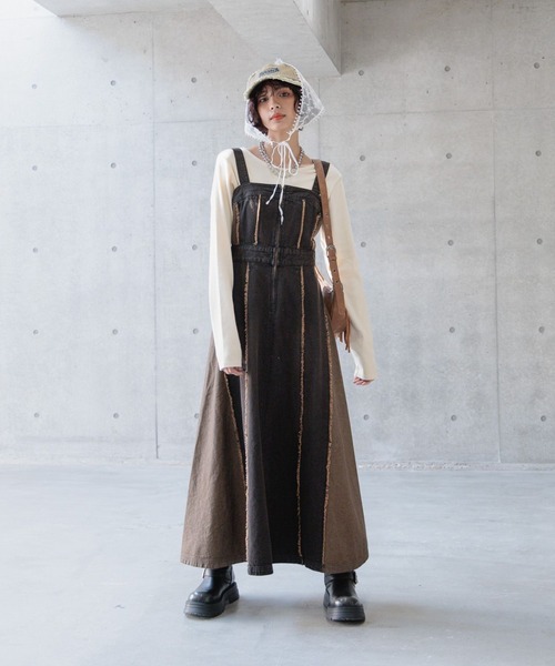 PAGEBOY（ページボーイ）の「キリカエデニムワンピース（ワンピース・レディース・ブラック/グレー/ブルー・FREE）」の5枚目の写真