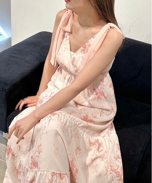 SNIDEL HOME（スナイデルホーム）の「ショルダーリボンワンピース（ルームウェア/パジャマ・レディース・ピンク/ネイビー/オフホワイト・FREE）」の18枚目の写真