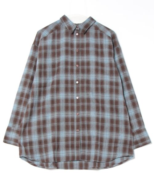 STYLEBLOCK（スタイルブロック）の「オンブレーチェックネルオーバーシャツ（シャツ/ブラウス・レディース・ブラウン系その他/ブラウン/ブラック×ホワイト/ネイビー・M）」の3枚目の写真