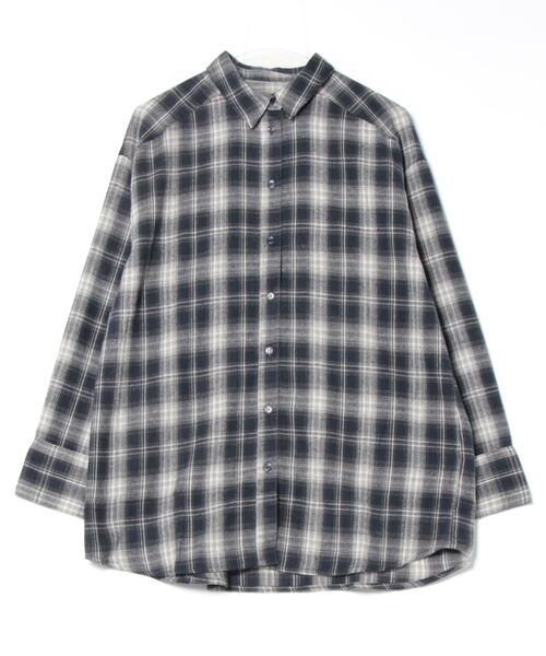 STYLEBLOCK（スタイルブロック）の「オンブレーチェックネルオーバーシャツ（シャツ/ブラウス・レディース・ブラウン系その他/ブラウン/ブラック×ホワイト/ネイビー・M）」の4枚目の写真