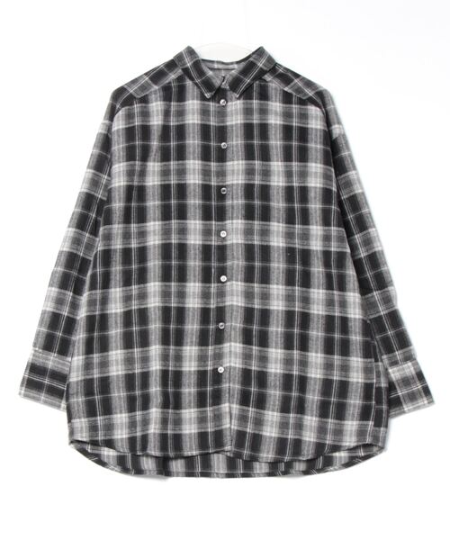 STYLEBLOCK（スタイルブロック）の「オンブレーチェックネルオーバーシャツ（シャツ/ブラウス・レディース・ブラウン系その他/ブラウン/ブラック×ホワイト/ネイビー・M）」の7枚目の写真