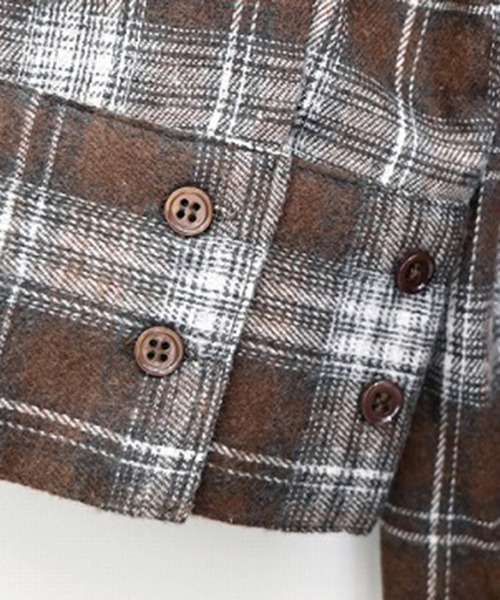 STYLEBLOCK（スタイルブロック）の「オンブレーチェックネルオーバーシャツ（シャツ/ブラウス・レディース・ブラウン系その他/ブラウン/ブラック×ホワイト/ネイビー・M）」の6枚目の写真
