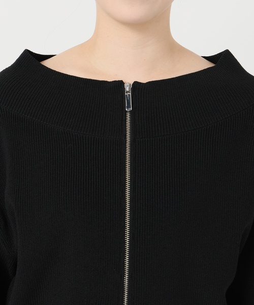 【NOBLE】フロントジップボートネックニット Noble（ノーブル）の「フロントジップボートネックニット