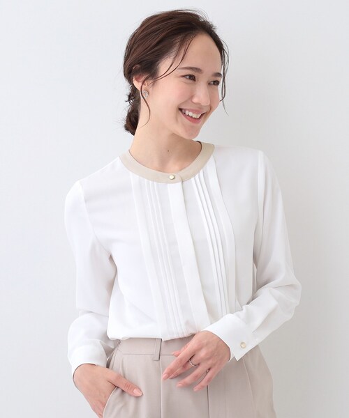 DRESKIP（ドレスキップ）の「イージーケア ピンタックブラウス（シャツ/ブラウス・レディース・オフホワイト/ピンク系1/ホワイト系7・04/03/02/01）」の3枚目の写真