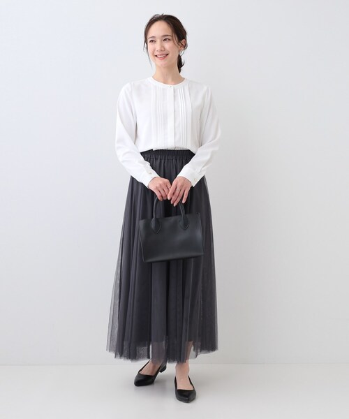 DRESKIP（ドレスキップ）の「イージーケア ピンタックブラウス（シャツ/ブラウス・レディース・オフホワイト/ピンク系1/ホワイト系7・04/03/02/01）」の5枚目の写真