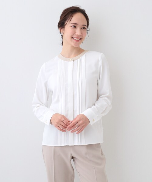 DRESKIP（ドレスキップ）の「イージーケア ピンタックブラウス（シャツ/ブラウス・レディース・オフホワイト/ピンク系1/ホワイト系7・04/03/02/01）」の7枚目の写真