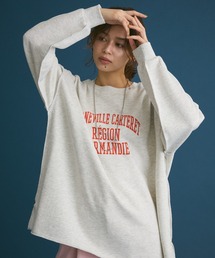 裏起毛配色ステッチロゴチュニック