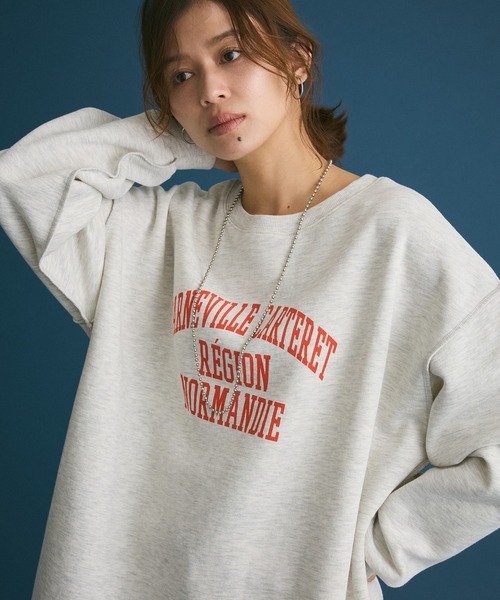 Green Parks(グリーンパークス)の「裏起毛配色ステッチロゴチュニック(スウェット・レディース・ライトブルー/ホワイト系その他/ダークグレー・FREE)」の21枚目の写真