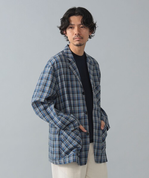 PENDLETON（ペンドルトン）の「PENDLETON / コットンリネン チェック シャツジャケット（その他アウター・メンズ・ブラック系その他4/ブルー・SMALL/LARGE/MEDIUM）」の8枚目の写真