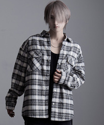 『CavariA/キャバリア』裏地付きオーバーサイズチェック長袖シャツJKT