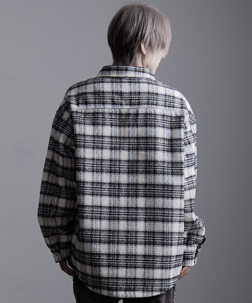 CavariA（キャバリア）の「『CavariA/キャバリア』裏地付きオーバーサイズチェック長袖シャツJKT（その他アウター・メンズ・ブルー/ブラック・L/M）」の17枚目の写真
