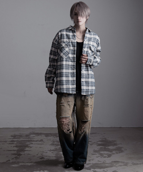 CavariA（キャバリア）の「『CavariA/キャバリア』裏地付きオーバーサイズチェック長袖シャツJKT（その他アウター・メンズ・ブルー/ブラック・L/M）」の18枚目の写真