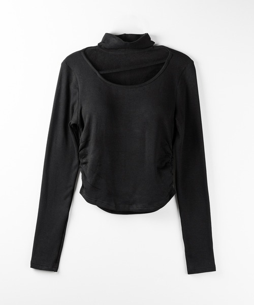 me+em select(ミームセレクト)の「【 3color / 裏起毛 】チョーカーナナメストラップシャーリングトップス / choker naname strap shirring tops(Tシャツ/カットソー・レディース・ホワイト/ブラック/グレー・FREE)」の13枚目の写真