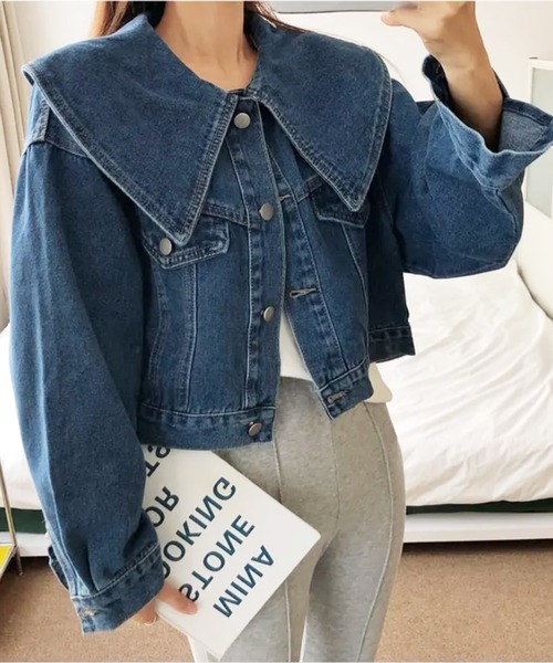 frunco（フランコ）の「BIGカラーデニムジャケット（デニムジャケット・レディース・ピンク/ブラック/ブルー・FREE）」の2枚目の写真