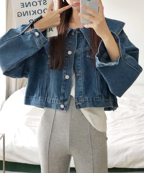 frunco（フランコ）の「BIGカラーデニムジャケット（デニムジャケット・レディース・ピンク/ブラック/ブルー・FREE）」の22枚目の写真