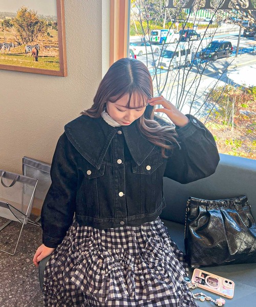 frunco（フランコ）の「BIGカラーデニムジャケット（デニムジャケット・レディース・ピンク/ブラック/ブルー・FREE）」の6枚目の写真