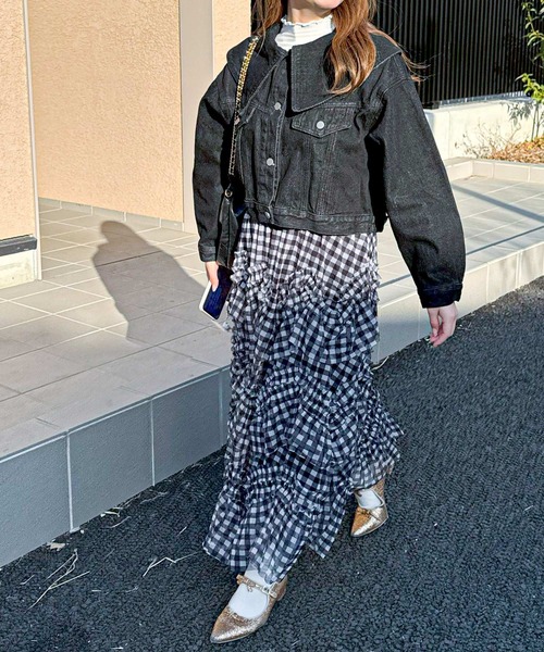 frunco（フランコ）の「BIGカラーデニムジャケット（デニムジャケット・レディース・ピンク/ブラック/ブルー・FREE）」の7枚目の写真