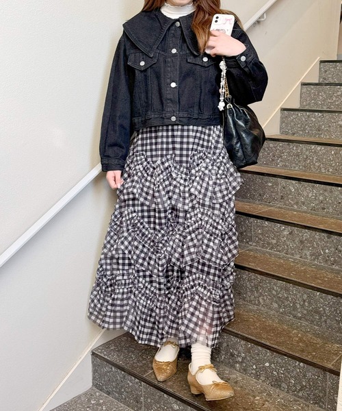 frunco（フランコ）の「BIGカラーデニムジャケット（デニムジャケット・レディース・ピンク/ブラック/ブルー・FREE）」の10枚目の写真