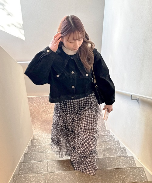 frunco（フランコ）の「BIGカラーデニムジャケット（デニムジャケット・レディース・ピンク/ブラック/ブルー・FREE）」の13枚目の写真