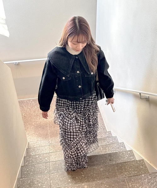 frunco（フランコ）の「BIGカラーデニムジャケット（デニムジャケット・レディース・ピンク/ブラック/ブルー・FREE）」の14枚目の写真