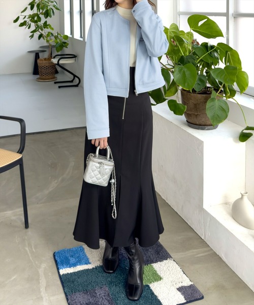 CLEAR BASIC（クリアベーシック）の「フェイクスエードジャケット[オフィスカジュアル 着回し抜群 大人 カジュアル]≪CLEAR BASIC≫（その他アウター・レディース・アイボリー/サックスブルー・F）」の3枚目の写真