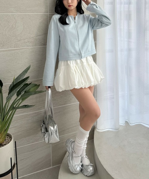 CLEAR BASIC（クリアベーシック）の「フェイクスエードジャケット[オフィスカジュアル 着回し抜群 大人 カジュアル]≪CLEAR BASIC≫（その他アウター・レディース・アイボリー/サックスブルー・F）」の4枚目の写真