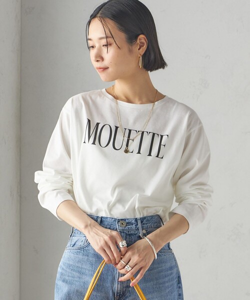 【シップス　ウィメン】〈洗濯機可能〉プラチナヴェール 長袖 ロゴ TEE SHIPS（シップス）の「〈洗濯機可能〉プラチナヴェール 長袖