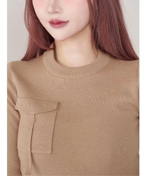 フラップポケットニットトップス（ニット/セーター）｜Darich