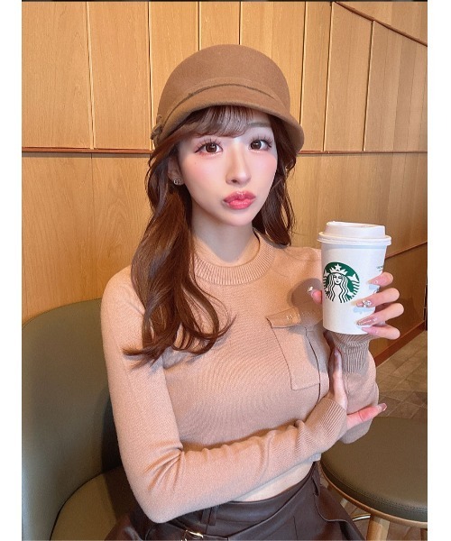 フラップポケットニットトップス（ニット/セーター）｜Darich