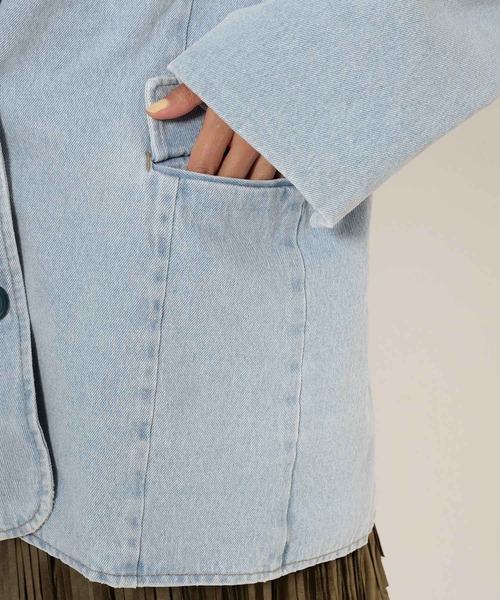 TINA：JOJUN（ティーナジョジュン）の「オーバーサイズ デニムテーラードジャケット TINA：JOJUN（デニムジャケット・レディース・サックスブルー/インディゴブルー・M）」の7枚目の写真