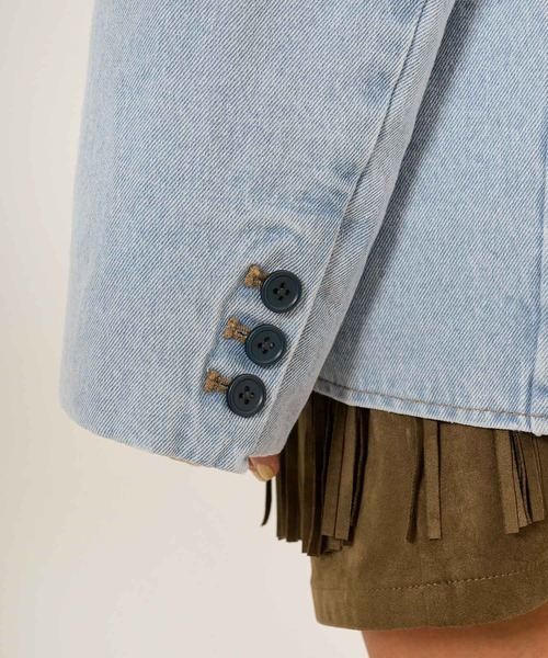 TINA：JOJUN（ティーナジョジュン）の「オーバーサイズ デニムテーラードジャケット TINA：JOJUN（デニムジャケット・レディース・サックスブルー/インディゴブルー・M）」の9枚目の写真