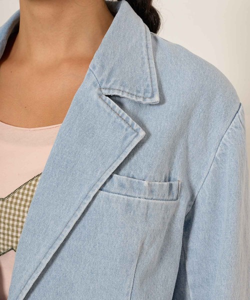 TINA：JOJUN（ティーナジョジュン）の「オーバーサイズ デニムテーラードジャケット TINA：JOJUN（デニムジャケット・レディース・サックスブルー/インディゴブルー・M）」の10枚目の写真