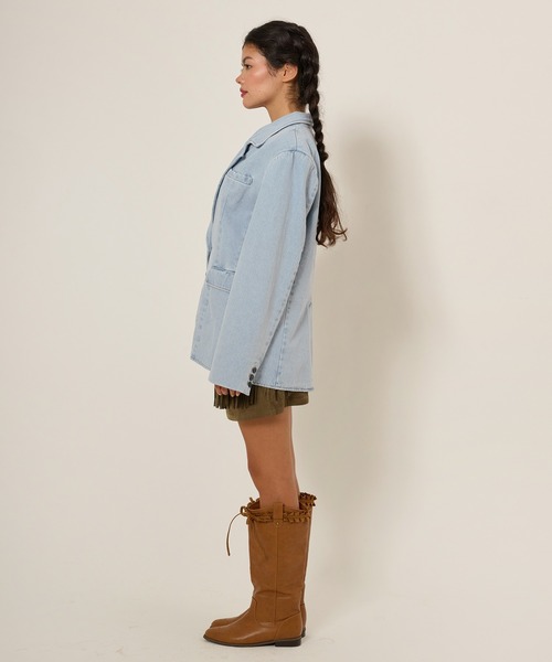 TINA：JOJUN（ティーナジョジュン）の「オーバーサイズ デニムテーラードジャケット TINA：JOJUN（デニムジャケット・レディース・サックスブルー/インディゴブルー・M）」の20枚目の写真